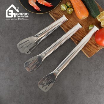 Machine Polish Color Box Packing Small Order Quantity Silver Kitchen Food Tong Sets