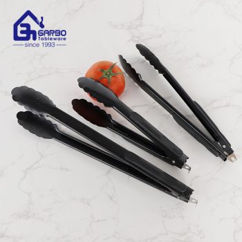 Wholesale House Tableware Customized Electroplating Black 201 Stainless Steel Food Tong Sets