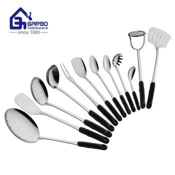 Dishwasher Safe201ss Gold Cooking Utensils Set black color ABS Handle Kitchen Tools