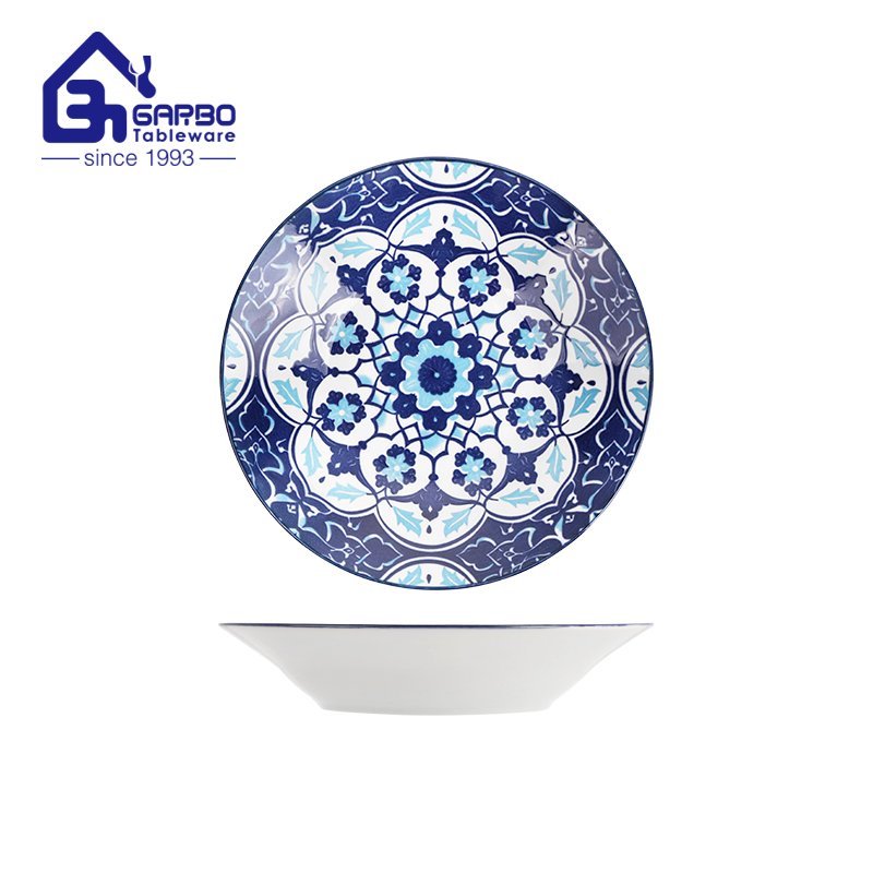 Wholesale 8.19” underglazed printing ceramic rice plate for home usage