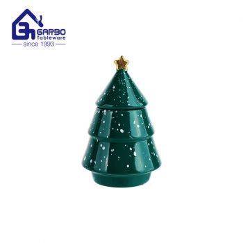 600ml Christmas tree shape dolomite porcelain Storage Jar