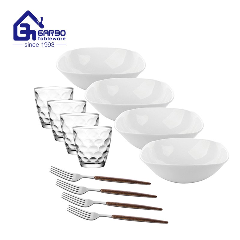 Garbo new launched 12pcs luxury dinner set with gold rim for dining