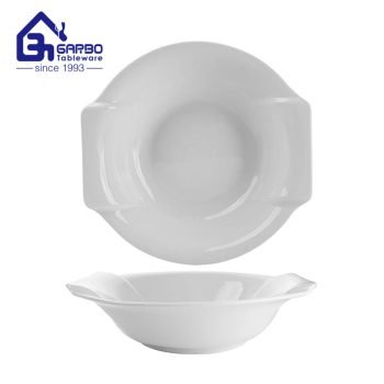 Ceramic deep soup bowl set with special handle porcelain food bowl