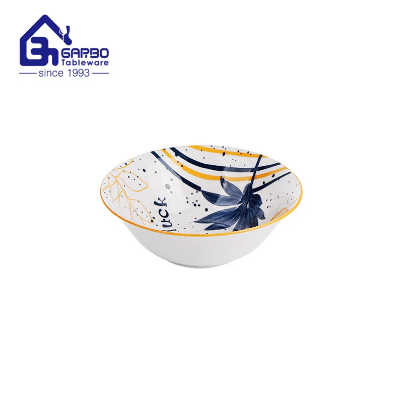 Stock clear white big ceramic bowl with engraved design porcelain soup bowl for family