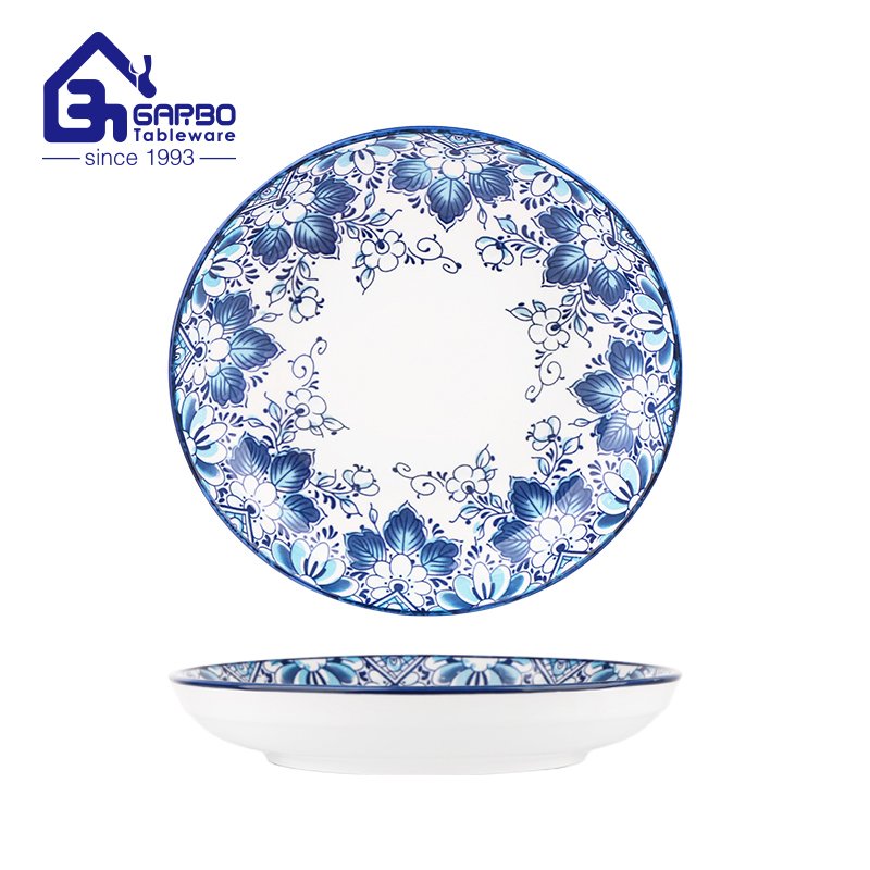 Wholesale 9.84” ceramic plate with underglazed printing for home usage