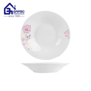 8.86 inch stoneware soup plate with flower decal print design for sale